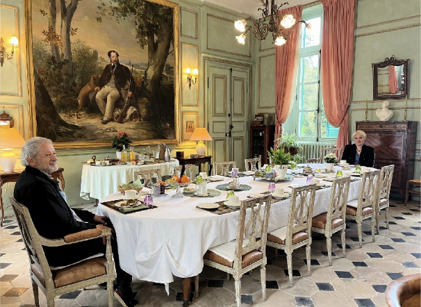Breakfast with tour guides Patricia and Martin at Château de Juvigny, Champagne